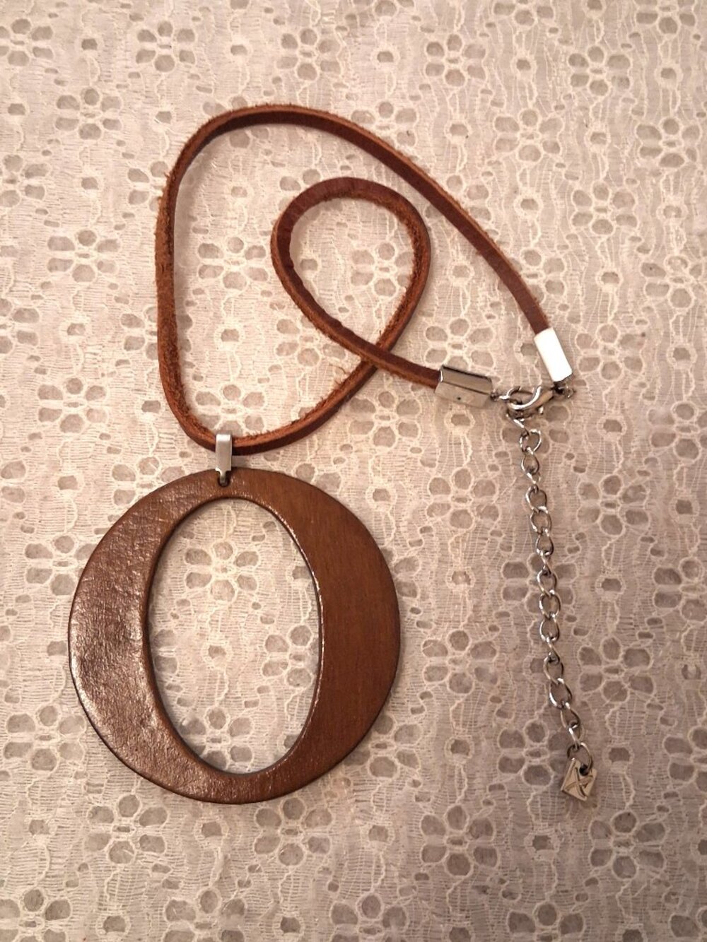 New Bauxo Handcrafted Brown Round Leather Pendant Genuine Leather Necklace